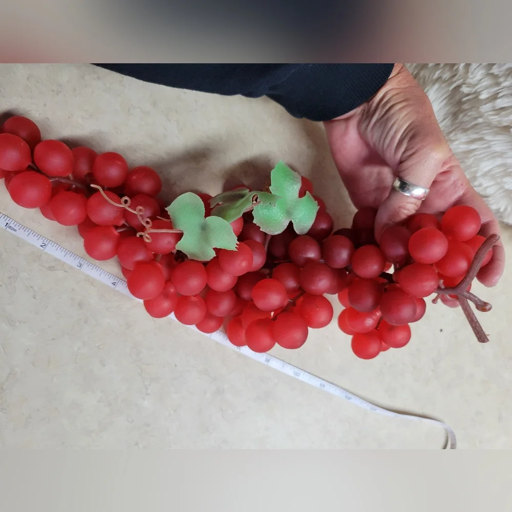 RARE Vintage red rubber grapes 14 in long rare find excellent condition